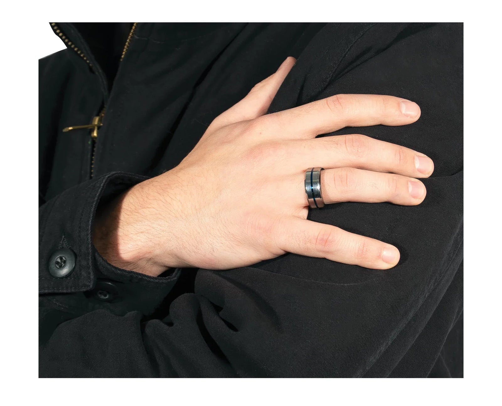 Tungsten Carbide Thin Blue Line Ring