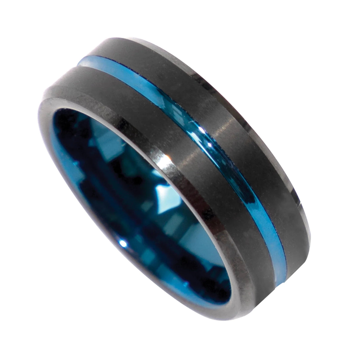 Tungsten Carbide Thin Blue Line Ring