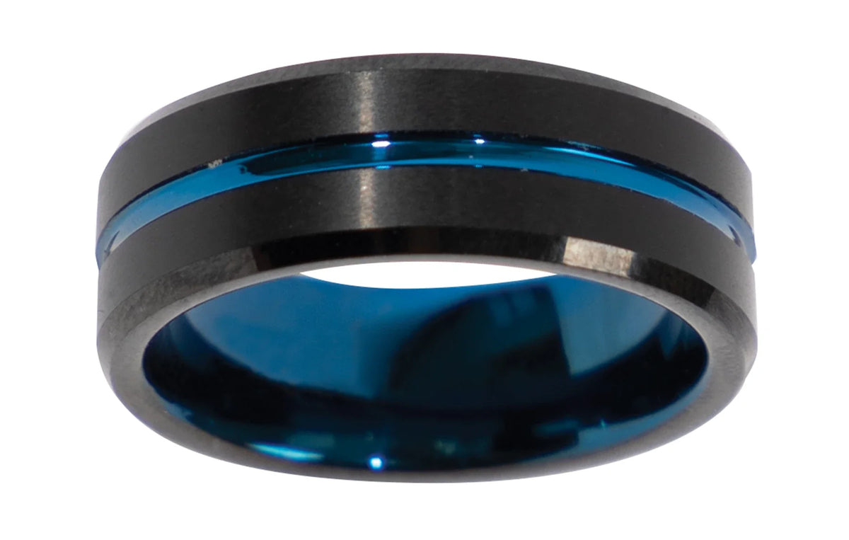 Tungsten Carbide Thin Blue Line Ring