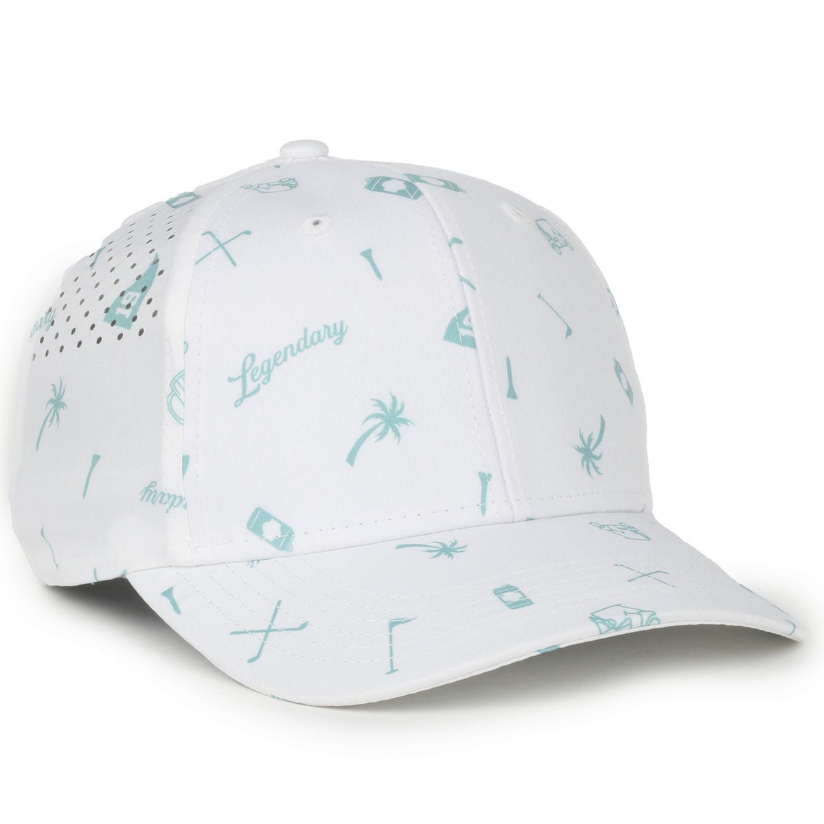 Legendary Headwear TUNNELS Perforated Structured Snapback Cap - Party White