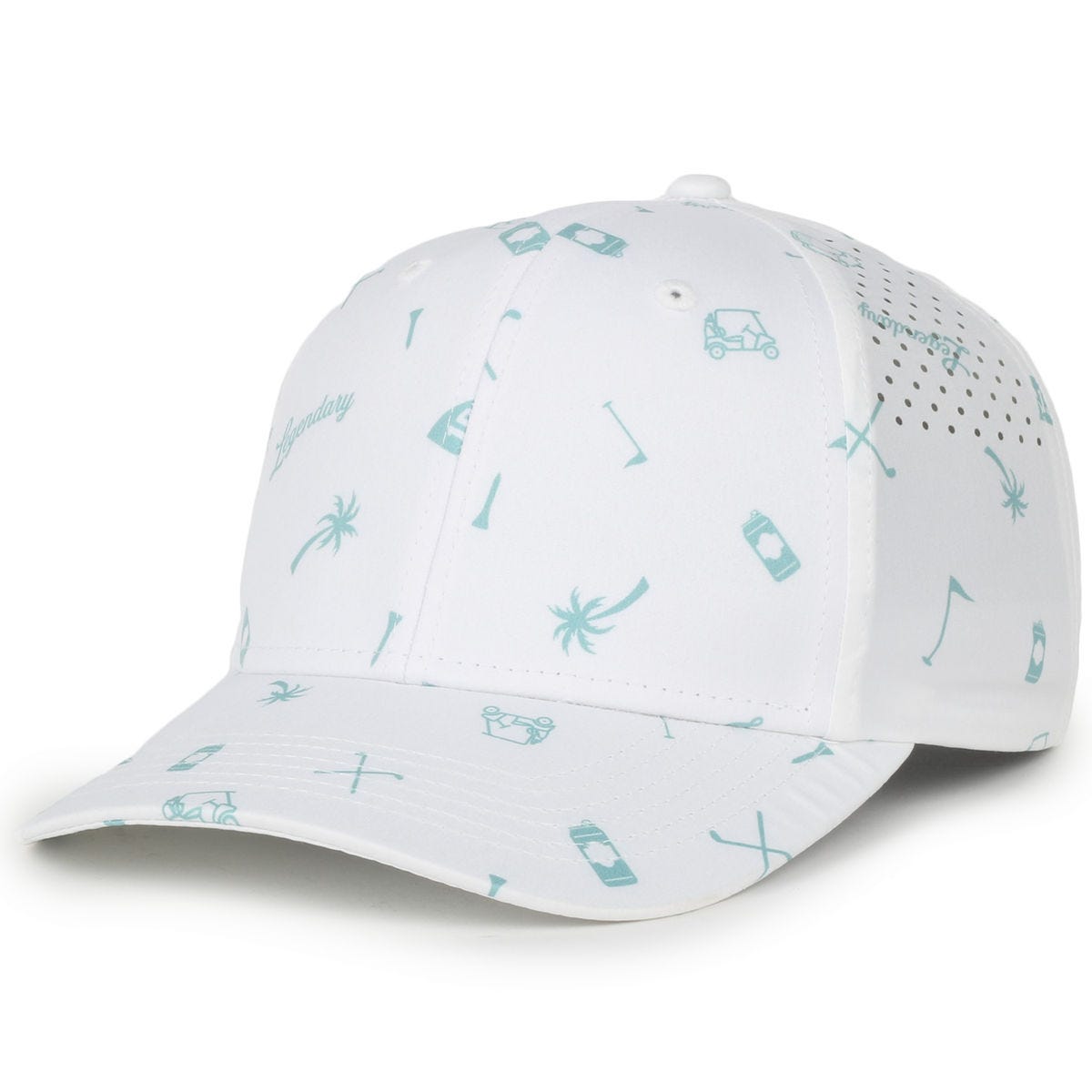 Legendary Headwear TUNNELS Perforated Structured Snapback Cap - Party White
