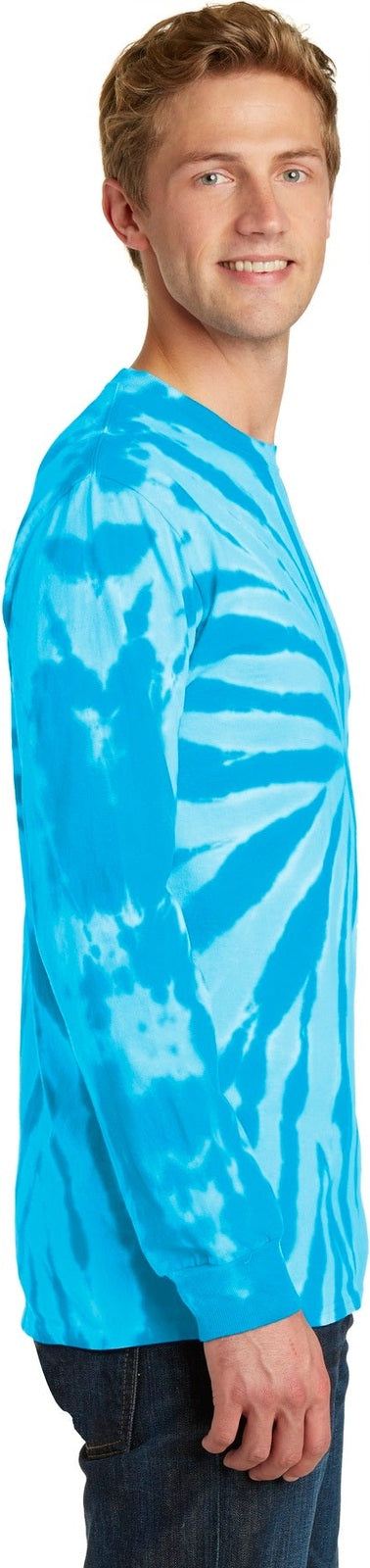 Turquoise Port & Co Tie-Dye Long Sleeve Tee. PC147LS