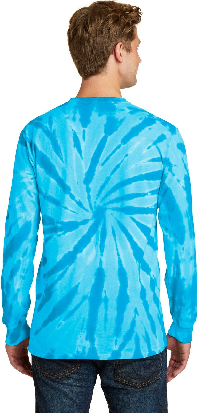 Turquoise Port & Co Tie-Dye Long Sleeve Tee. PC147LS