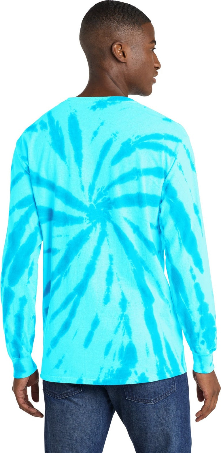 Turquoise Port & Co Tie-Dye Long Sleeve Tee. PC147LS