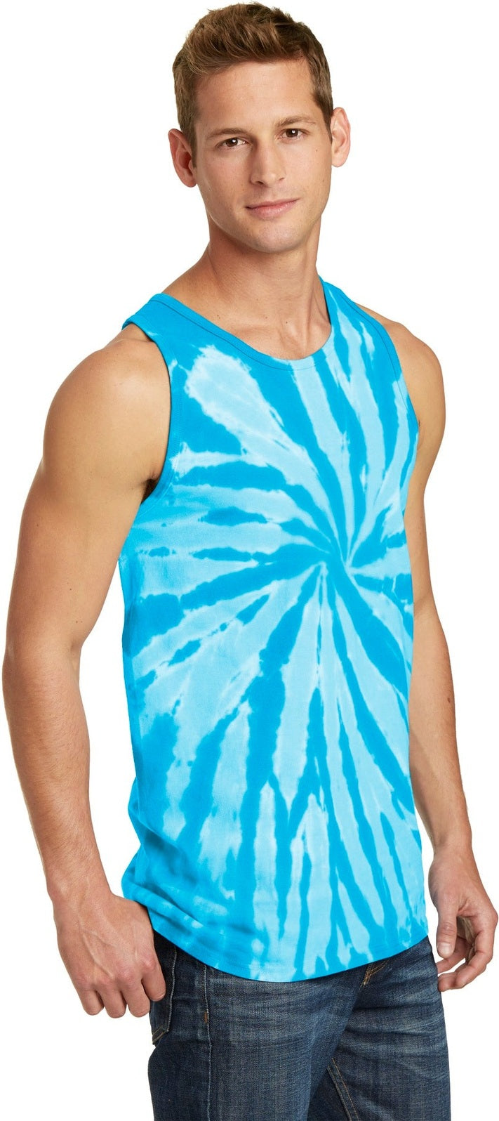 Turquoise Port & Co Tie-Dye Tank Top. PC147TT