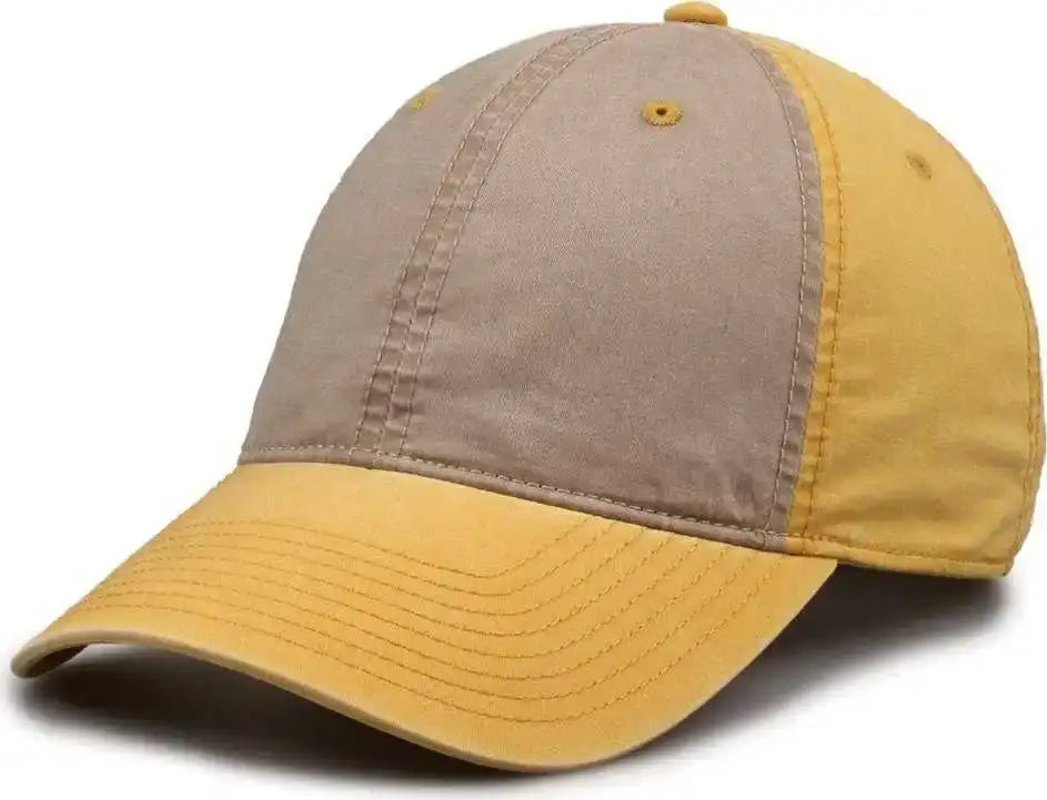 The Game Gb516 Twill Color Block Cap - Khaki Ginger - Gold / 6 7/8’’ - 7 5/8’’