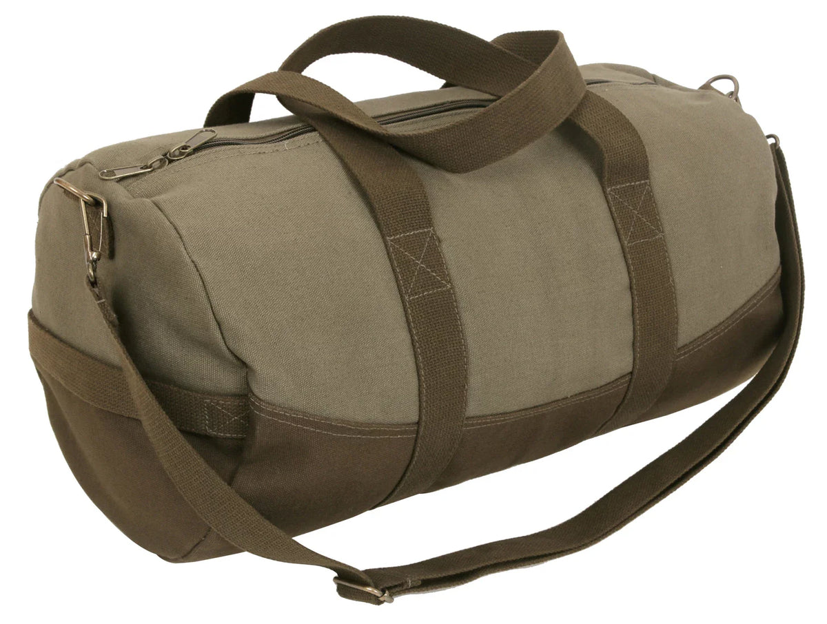 Two-tone Canvas Duffle Bag with Brown Bottom