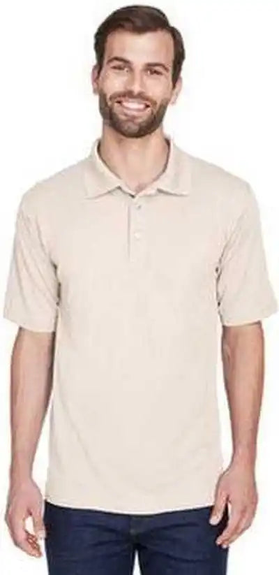 Ultraclub 8210 Men’s Cool &amp; Dry Meshpique Polo - Stone