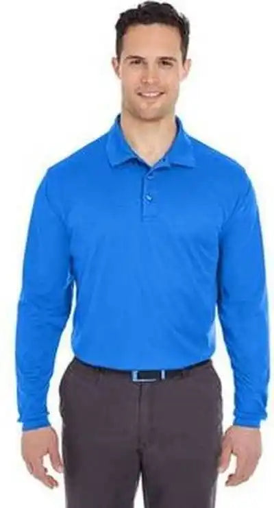 Ultraclub 8210ls Adult Cool &amp; Dry Long-sleeve Meshpique Polo - Royal