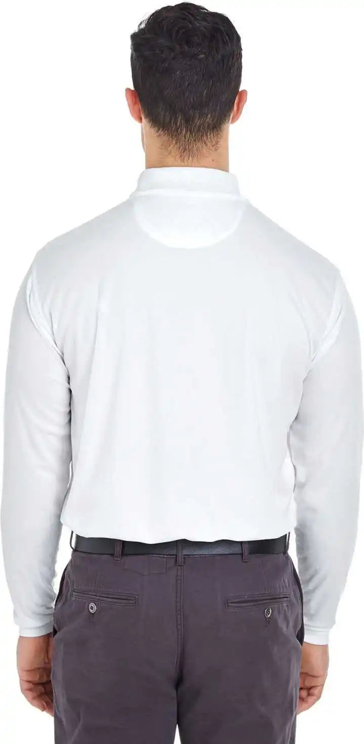Ultraclub 8210ls Adult Cool &amp; Dry Long Sleeve Meshpique Polo White