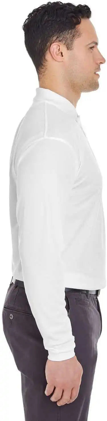 Ultraclub 8210ls Adult Cool & Dry Long-sleeve Meshpique Polo - White