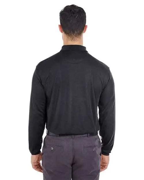 Ultraclub 8210ls Men’s Cool & Dry Long Sleeve Mesh Piqué Polo - Black