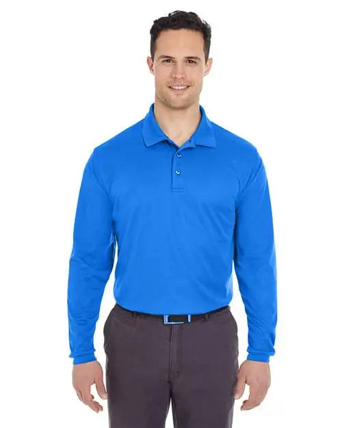 Ultraclub 8210ls Men’s Cool & Dry Long Sleeve Mesh Piqué Polo - Royal - s