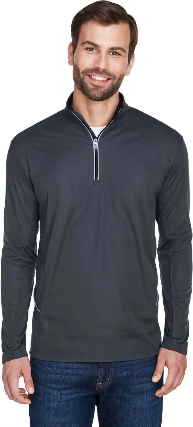 Ultraclub 8230 Men’s Cool & Dry Sport Quarter-zip Pullover - Black