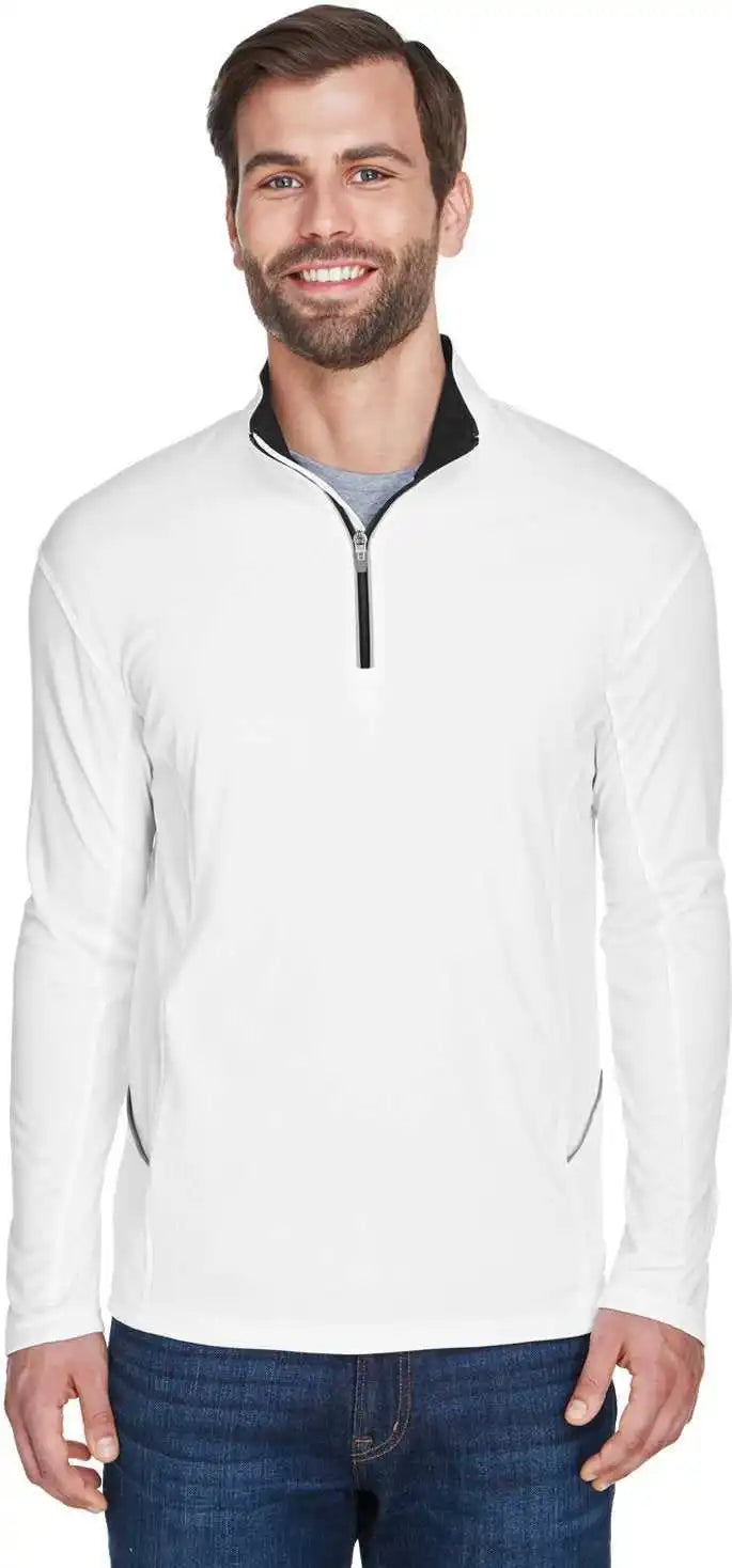 Ultraclub 8230 Men’s Cool &amp; Dry Sport Quarter Zip Pullover White