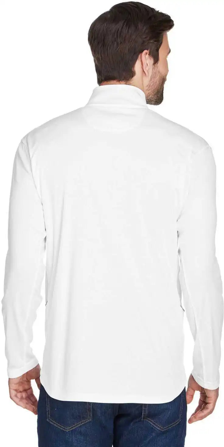 Ultraclub 8230 Men’s Cool &amp; Dry Sport Quarter Zip Pullover White