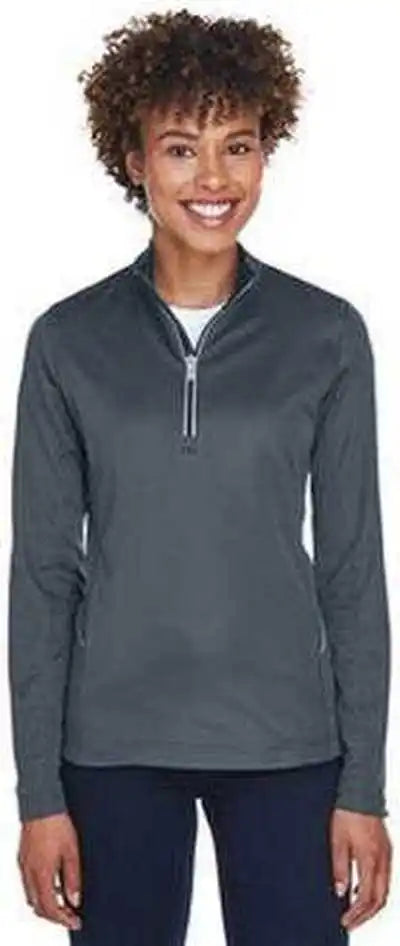 Ultraclub 8230l Ladies’ Cool &amp; Dry Sport Quarter-zip Pullover - Charcoal