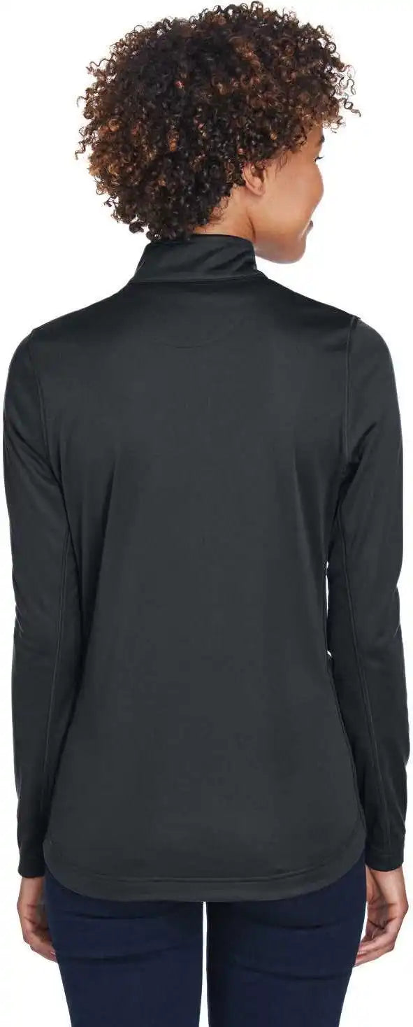 Ultraclub 8230l Ladies’ Cool &amp; Dry Sport Quarter Zip Pullover Black