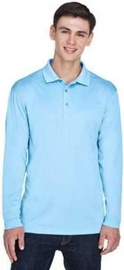 Ultraclub 8405ls Adult Cool & Dry Sport Long-sleeve Polo - Columbia Blue