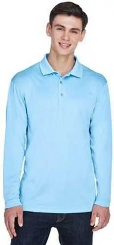 Ultraclub 8405ls Adult Cool & Dry Sport Long-sleeve Polo - Columbia Blue