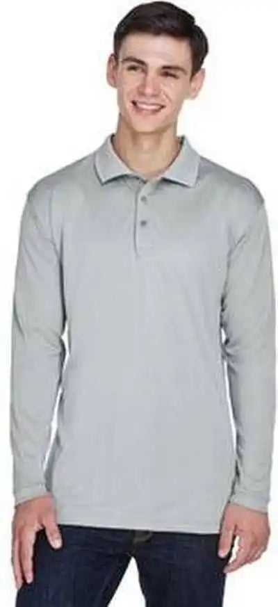 Ultraclub 8405ls Adult Cool & Dry Sport Long-sleeve Polo - Gray
