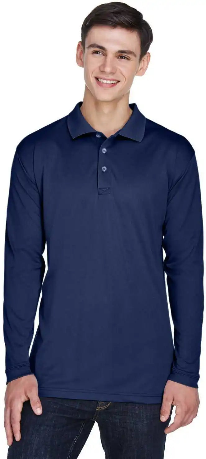 Ultraclub 8405ls Adult Cool & Dry Sport Long Sleeve Polo Navy