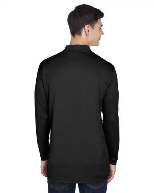 Ultraclub 8405ls Men’s Cool & Dry Sport Long Sleeve Polo - Black - s