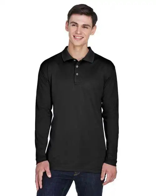 Ultraclub 8405ls Men’s Cool & Dry Sport Long Sleeve Polo - Black - s