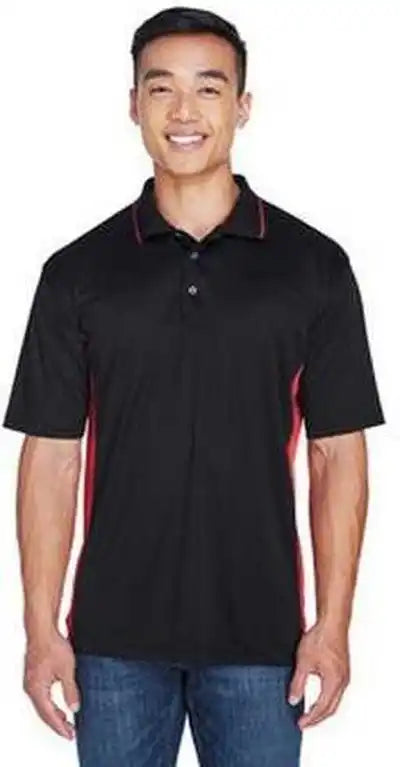 Ultraclub 8406 Men’s Cool & Dry Sport Two Tone Polo Black Red