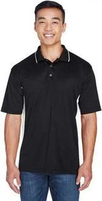 Ultraclub 8406 Men’s Cool & Dry Sport Two-tone Polo - Black Stone