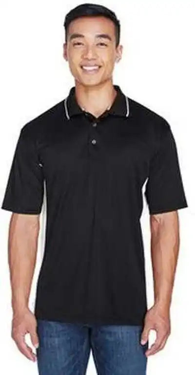Ultraclub 8406 Men’s Cool & Dry Sport Two-tone Polo - Black Stone