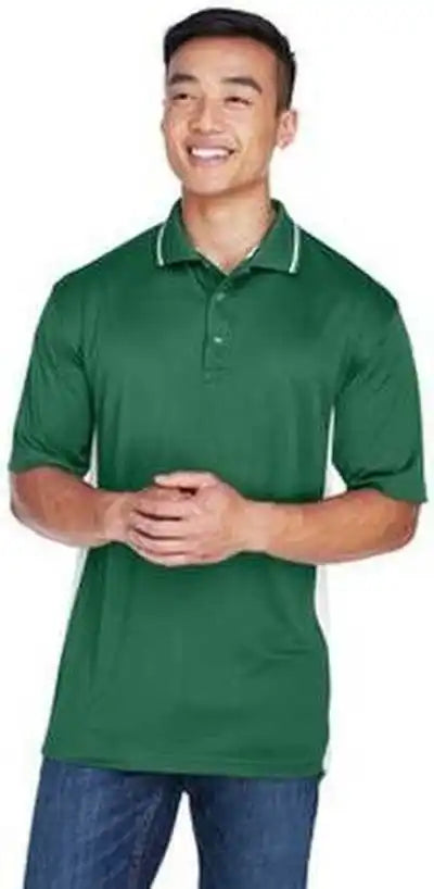 Ultraclub 8406 Men’s Cool & Dry Sport Two Tone Polo Forest Green White