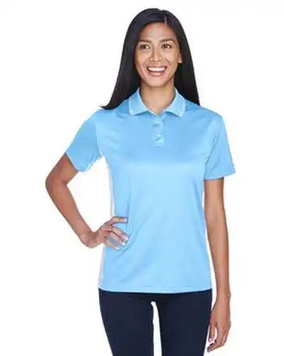 Ultraclub 8406l Ladies’ Cool &amp; Dry Sport Two Tone Polo Columb Blue White