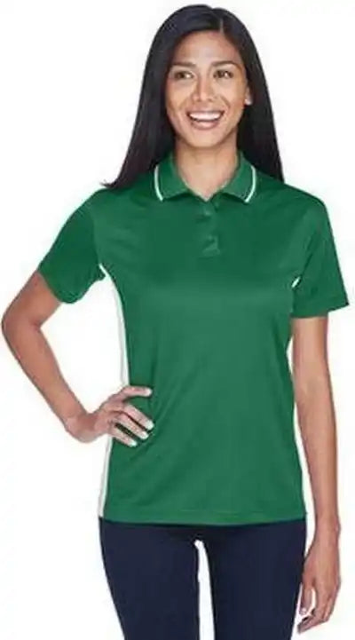 Ultraclub 8406l Ladies’ Cool &amp; Dry Sport Two-tone Polo - Forest Green White