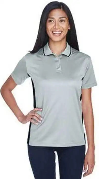 Ultraclub 8406l Ladies’ Cool &amp; Dry Sport Two Tone Polo Gray Black