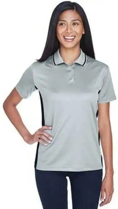 Ultraclub 8406l Ladies’ Cool &amp; Dry Sport Two Tone Polo Gray Black