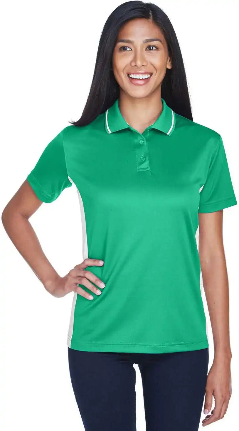 Ultraclub 8406l Ladies’ Cool &amp; Dry Sport Two-tone Polo - Kelly White