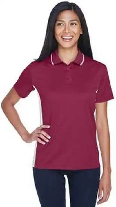 Ultraclub 8406l Ladies’ Cool &amp; Dry Sport Two Tone Polo Maroon White