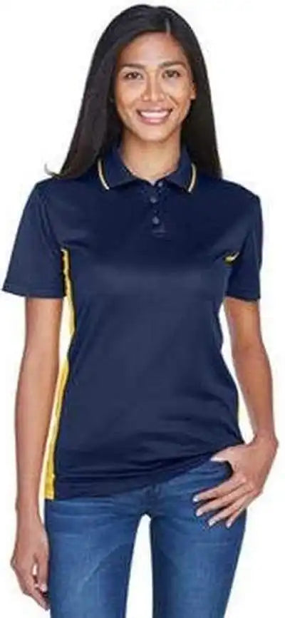 Ultraclub 8406l Ladies’ Cool & Dry Sport Two-tone Polo - Navy Gold