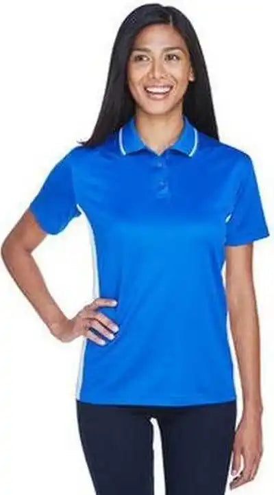 Ultraclub 8406l Ladies’ Cool &amp; Dry Sport Two-tone Polo - Royal White