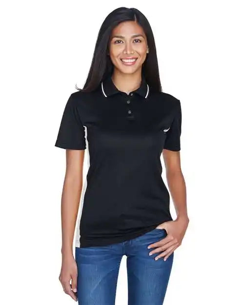 Ultraclub 8406l Women’s Cool &amp; Dry Sport Two-tone Polo - Black Stone