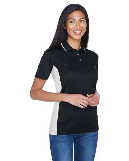 Ultraclub 8406l Women’s Cool &amp; Dry Sport Two-tone Polo - Black Stone