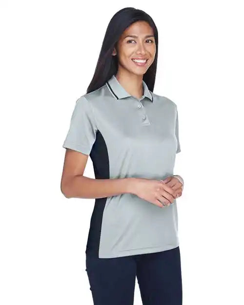 Ultraclub 8406l Women’s Cool & Dry Sport Two-tone Polo - Grey Black - Grey/ / Xs