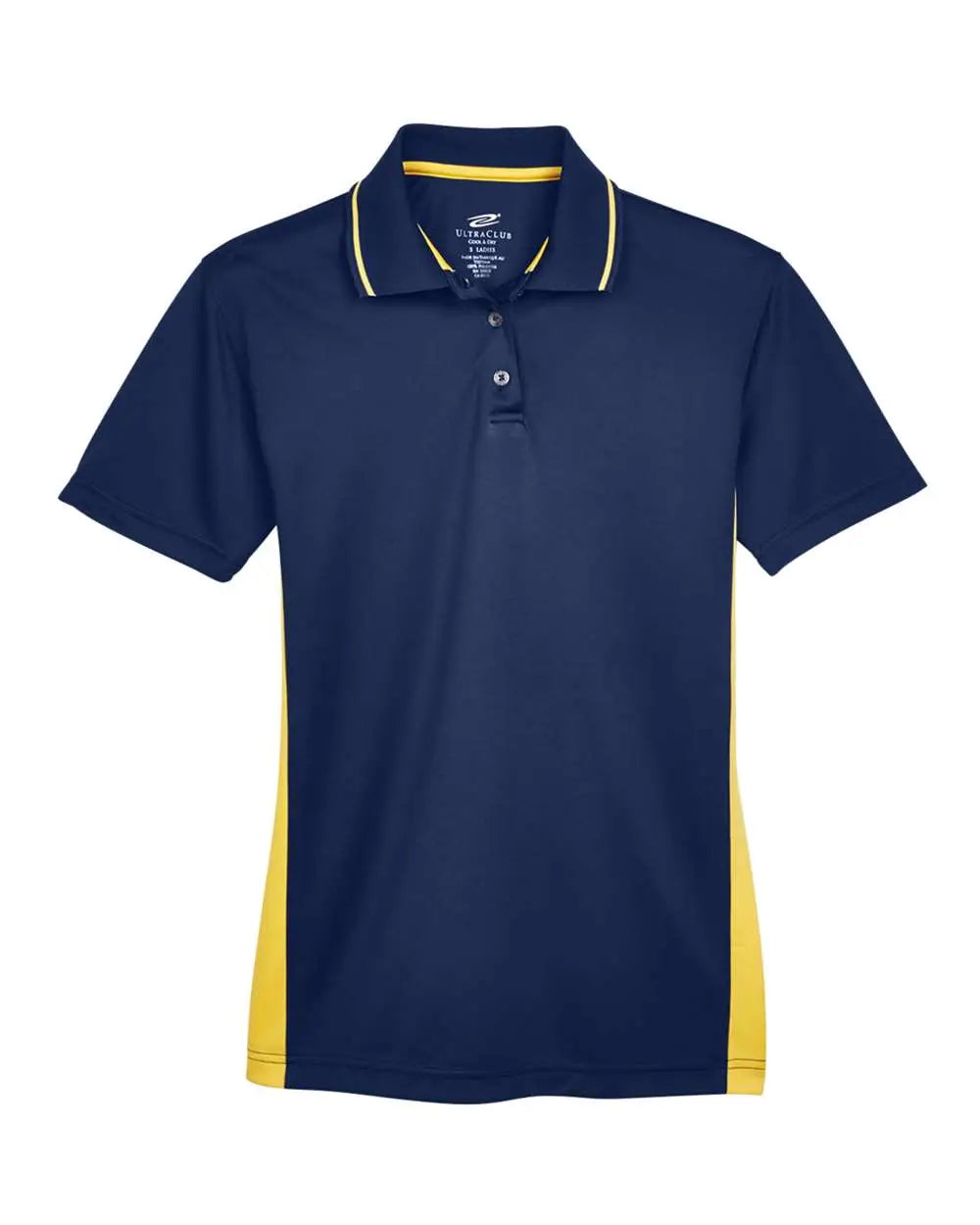 Ultraclub 8406l Women’s Cool & Dry Sport Two-tone Polo - Navy Gold - Xs