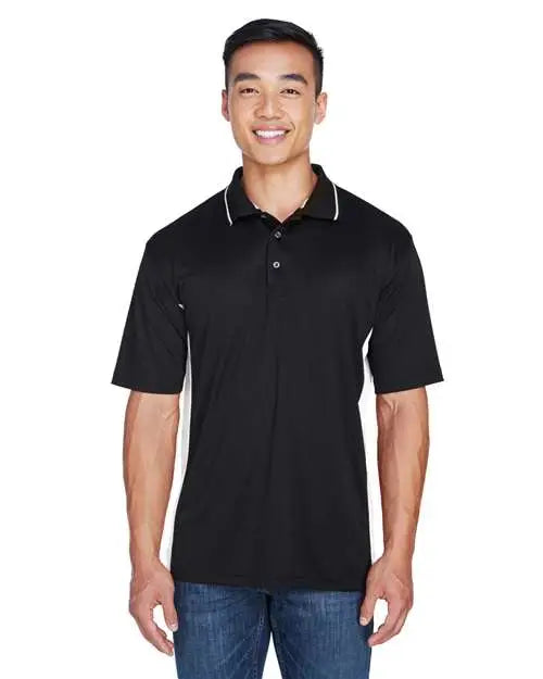 Ultraclub 8406u Men’s Cool & Dry Sport Two-tone Polo - 8406 - Black Stone - Black/ / Adult s