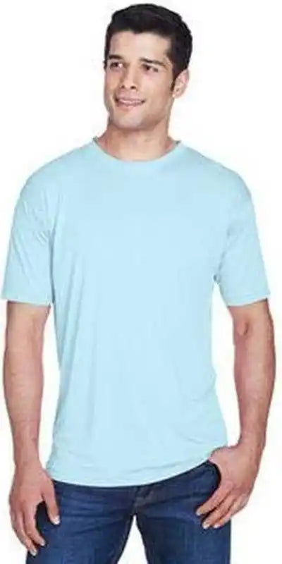 Ultraclub 8420 Men’s Cool &amp; Dry Sport Performance Interlockt Shirt Ice Blue