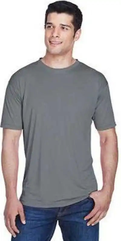 Ultraclub 8420 Men’s Cool &amp; Dry Sport Performance Interlockt Shirt Charcoal