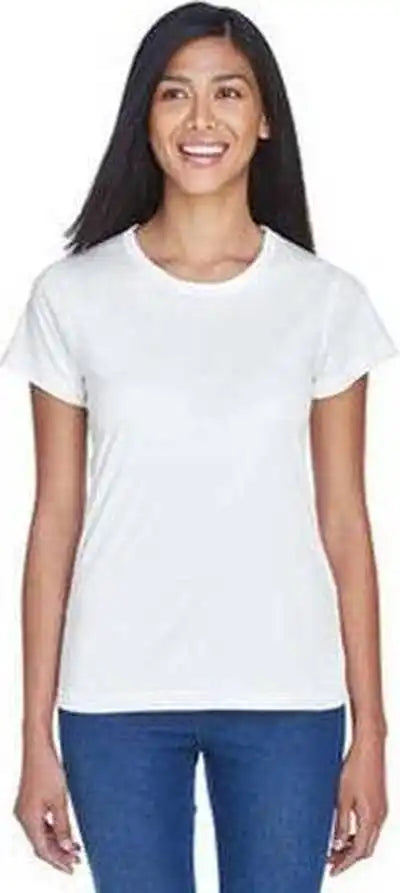 Ultraclub 8420l Ladies’ Cool &amp; Dry Sport Performance Interlockt-shirt - White