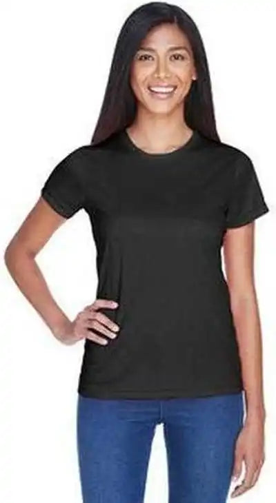 Ultraclub 8420l Ladies’ Cool &amp; Dry Sport Performance Interlockt Shirt Black