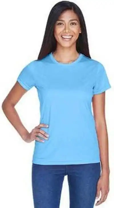 Ultraclub 8420l Ladies’ Cool &amp; Dry Sport Performance Interlockt Shirt Columbia Blue